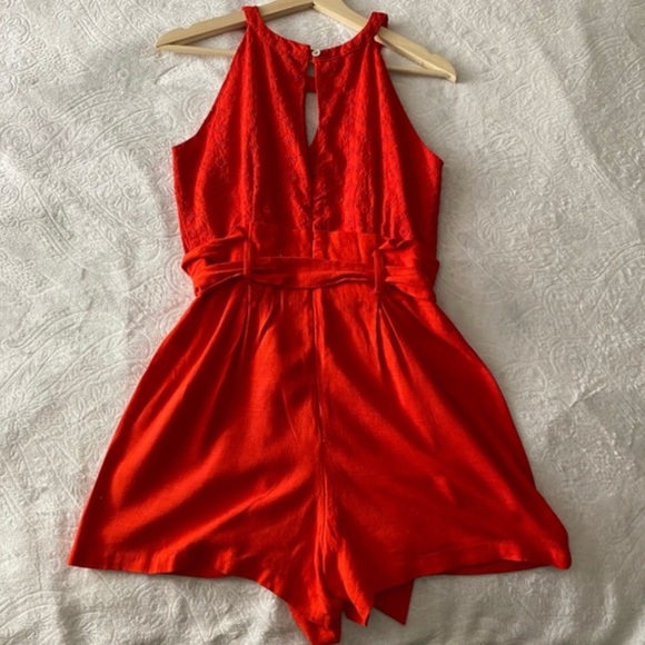 Francesca’s Paperbag Waist Eyelet Lace Romper - Picture 9 of 12